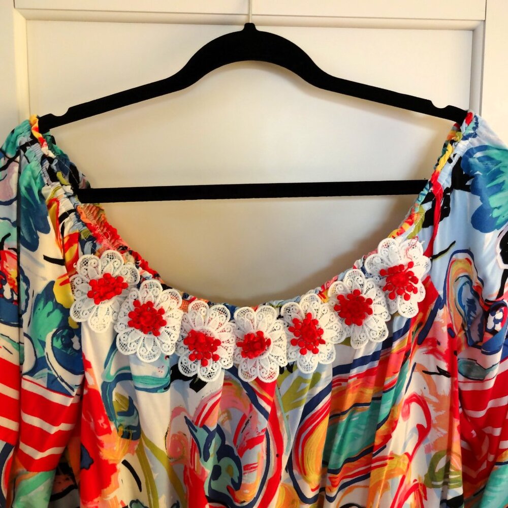 Melissa Paige Off the Shoulder Floral Top, Size XL - Picture 3 of 5